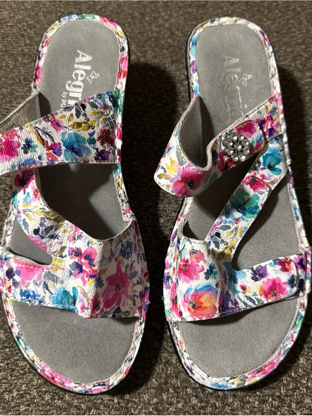 Alegria Women's Floral Adjustable Slide Sandals - Multicolor - Picture 1 of 4